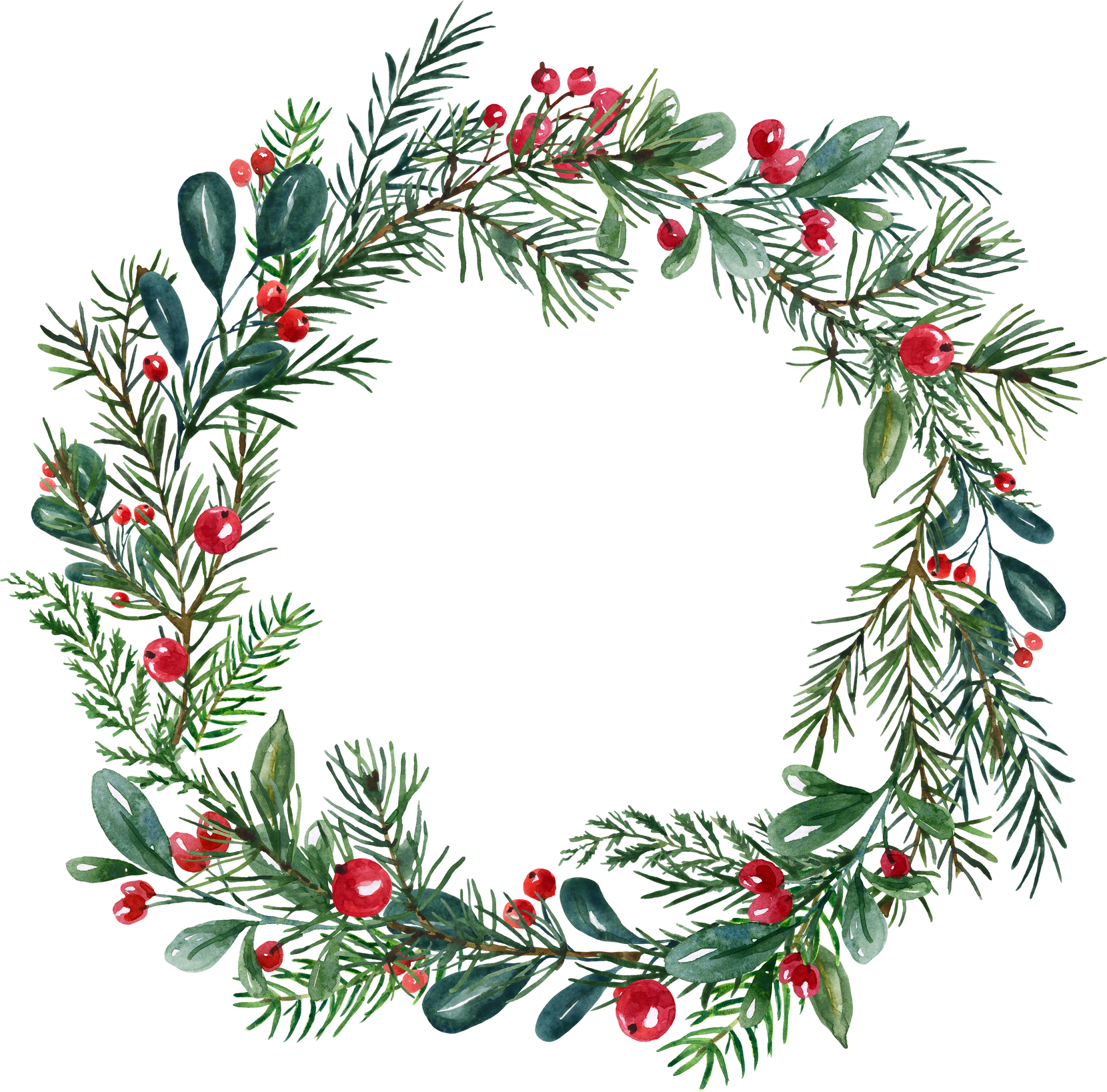 Watercolor Christmas Wreath